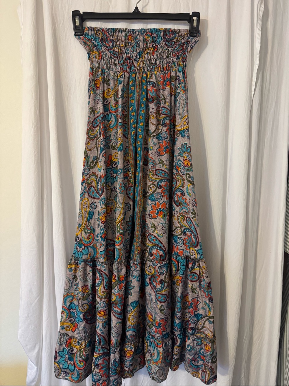 Kohinoor Boho Paisley Maxi Skirt — Teal, Orange & Yellow. (No Size App Sm/med